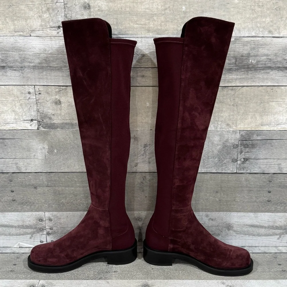 NWOT STUART WEITZMAN 5050 OVER THE KNEE SUEDE BOOTS IN CABERNET - SIZE - 5B .US